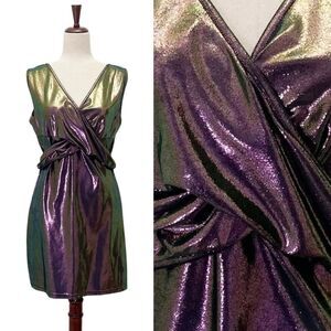 Vintage Frederick’s of Hollywood Metallic Mini Dress Size Large Purple Oilslick